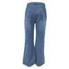 Women Button High Waist Pocket Elastic Hole Jeans Trousers Loose Denim Pants