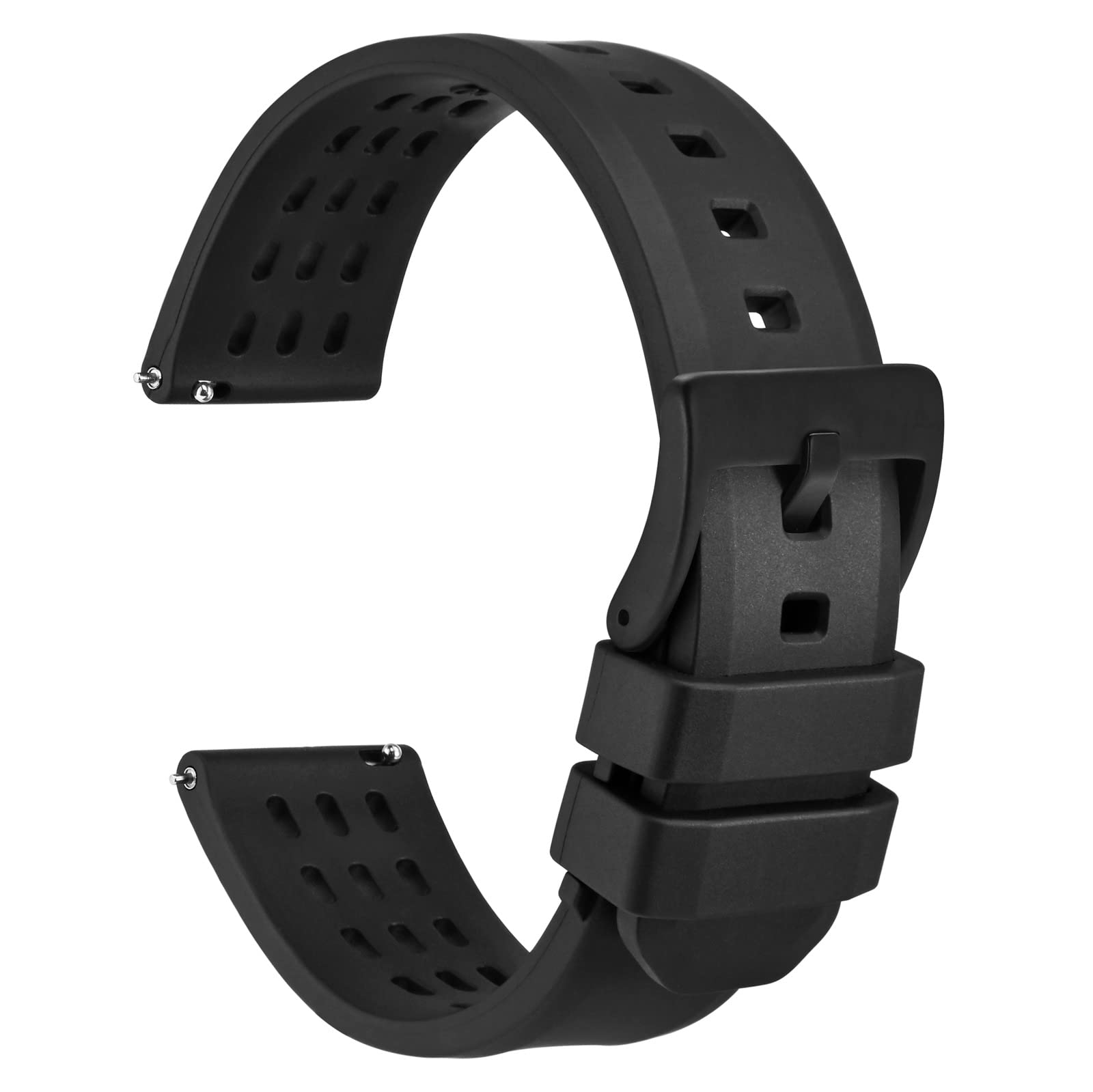 [WOCCI] 20mm Watch Strap, Fluororubber Watch Band, Quick Release FKM Premium Watch Strap, Men s, BlackBlack Buckle