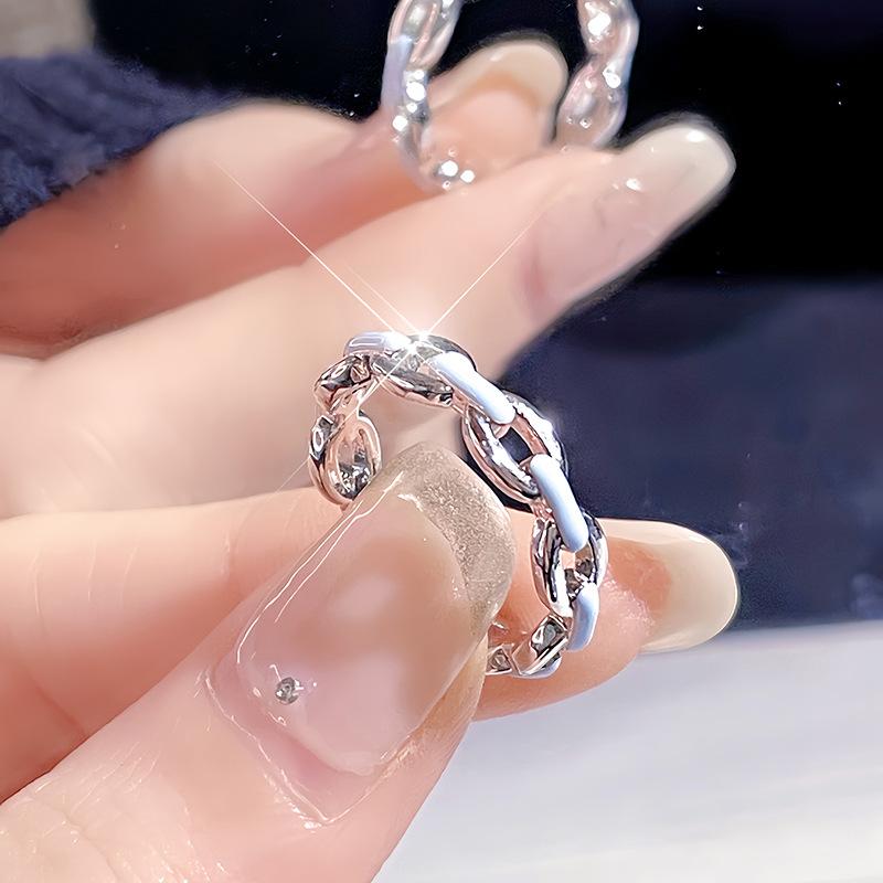 Эпоксидная Цепь Полная Алмазов, Разомкнутые Кольца, Многослойный Дизайн для Женщин, Модный Нишевый, Простые и Холодные Кольца Adjustable opening