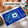 Soccer Theme Crystal Velvet Floor Rug Personalized Custom Name Text Warm Carpet Home Decoration