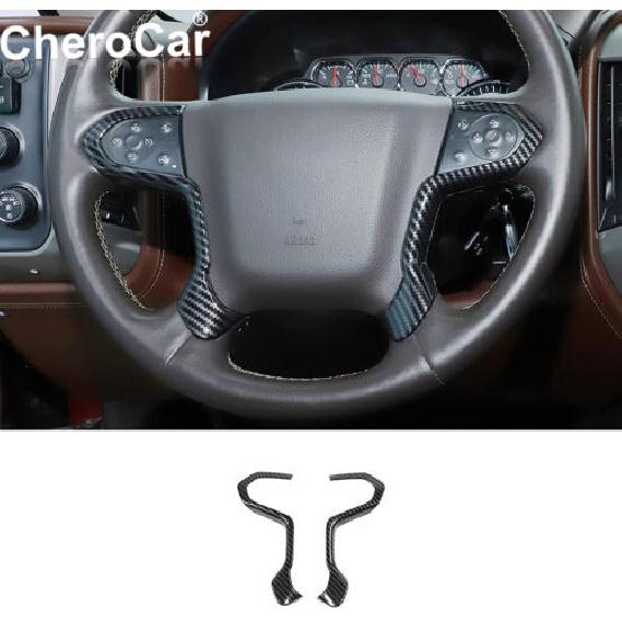 Carbon Fiber Steering Wheel Trim Decor for 14-18 Chevrolet Silverado GMC/SIERRA