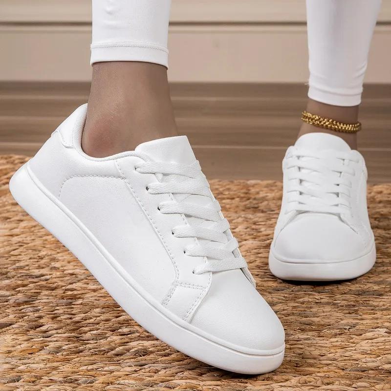 MAEDEF Woman Shoes Lace Up White Sneakers Women Men Lightweight Comfortable Skate Shoes Non Slip Ladies Sports Walking Shoe