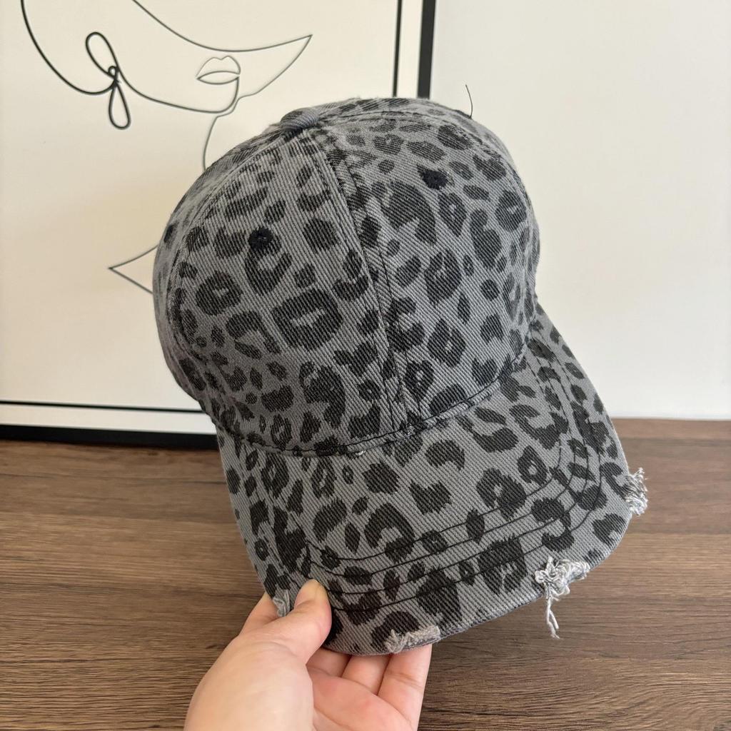 Damkeps med leopardmönster - Europeisk & Amerikansk Street Fashion Hip-Hop Anknäbb
