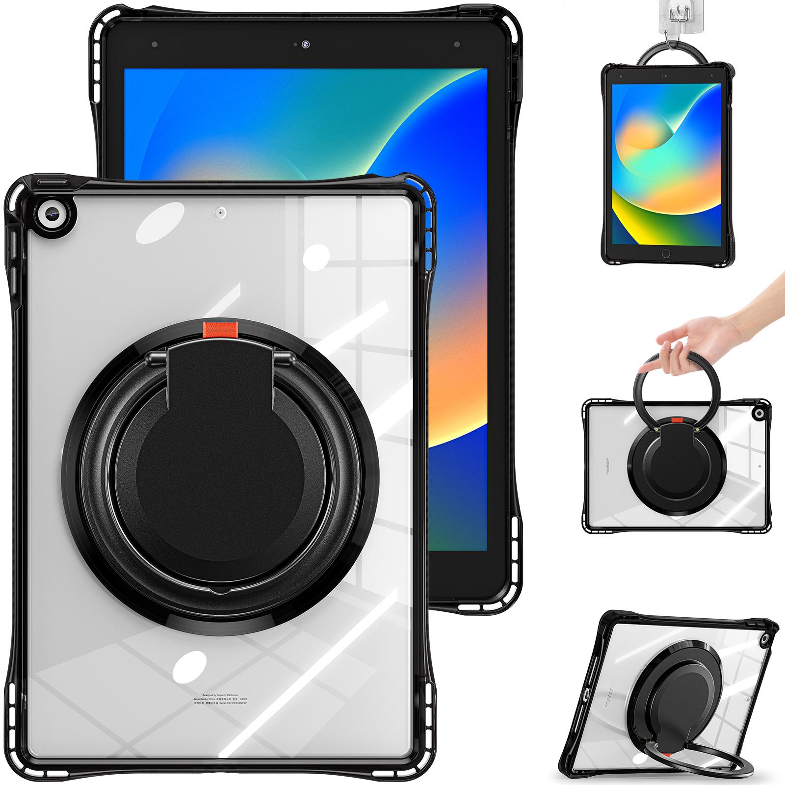 

For iPad 10.2 (2021)/(2020)/(2019) Case Rotary Hand Grip Kickstand PC+TPU+Acrylic Tablet Cover A