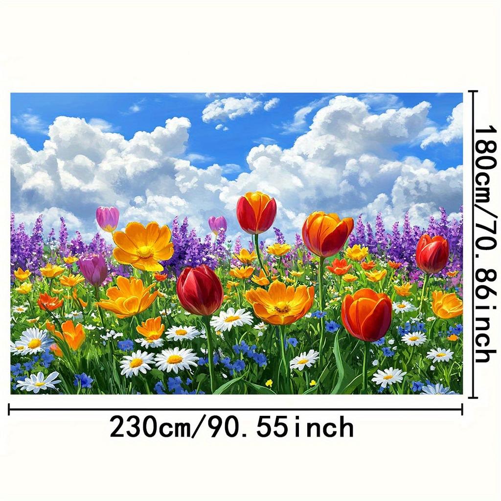 1pc Vibrant floral meadow - Party backdrop/Nature-inspired decor/Durable walls, floral decorations