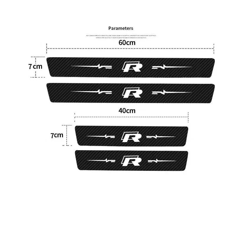 2026 Hot Sticker Car Door Sill Protector Plate Strips for Volkswagen VW Rline R Line Carbon Fiber Trunk Door Threshold Stickers