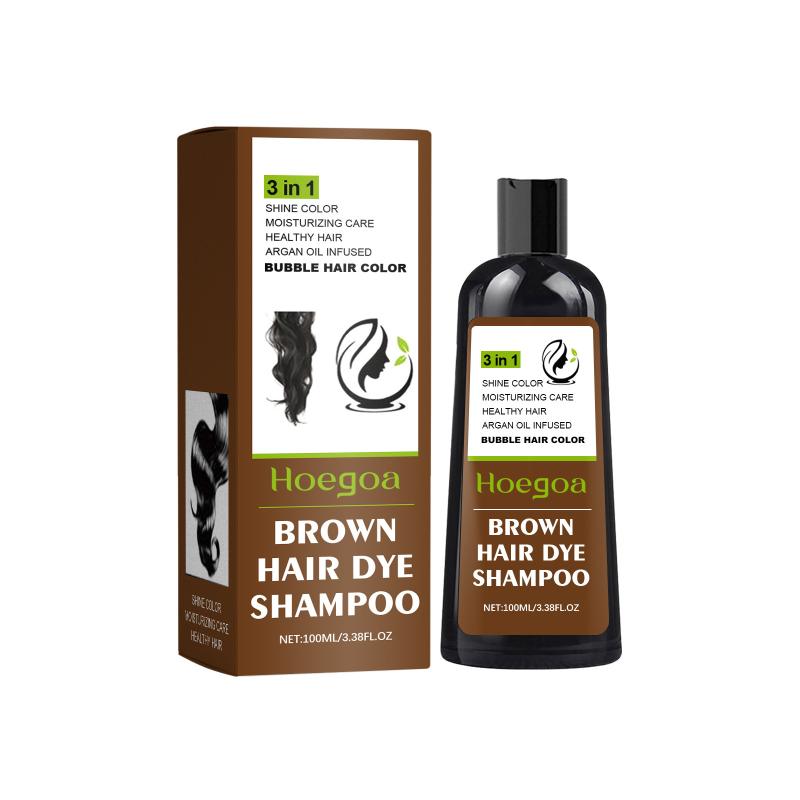 

Plant Based Bubble Hair Dye Shampoo For Gray Hair Coverage Natural Herbal Formula Damage Repair Easy Application Long Lasting коричневый