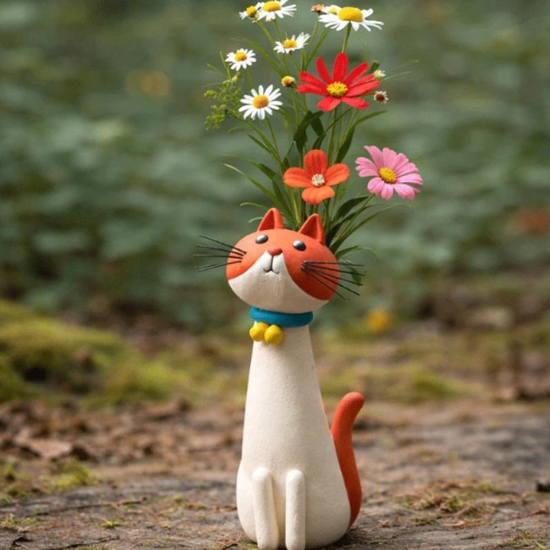 Umweltfreundliche Harz Hund Katze Blumenvase Skurril Niedlich Dekoration Ornament Ungiftig für Zuhause Schreibtisch Kinderzimmer Dekoration