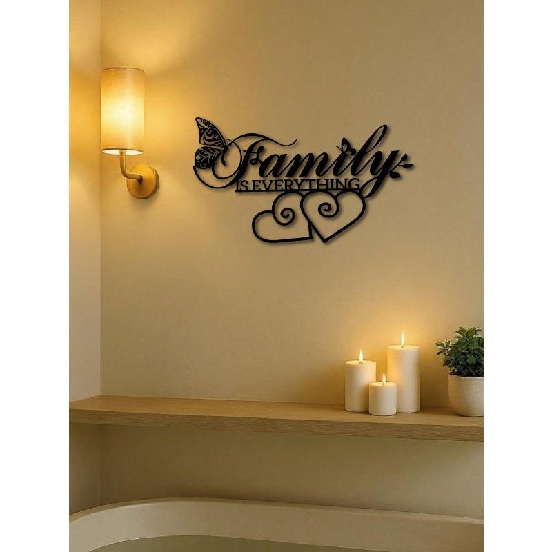 Family Is Everything Metal Sign Minimalist Script Wall Art Heartwarming Home Gift