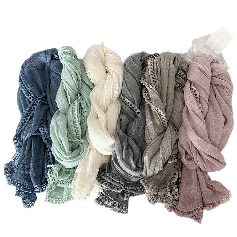 Artistic Style Long Solid Color Scarf for Women Summer and Autumn Photography Shawl Sunscreen Scarf