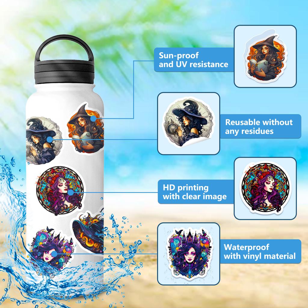 50 Gothic Witch Stickers Demon Horror Dark Gothic Graffiti Stickers Cross