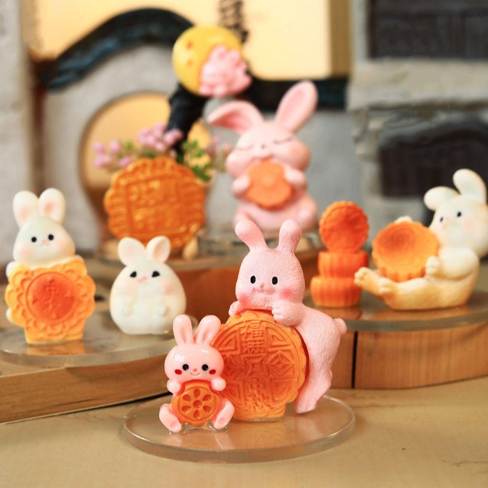 Cute Cartoon Rabbit Figurines Creative Mini Rabbit Desktop Ornament  Animal Figure