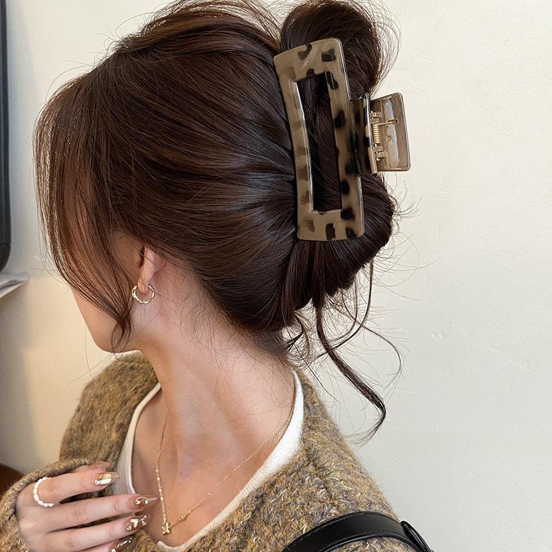 Large Leopard Print Bow Hair Clip for Thick Hair - Shark Style Accessory for Women