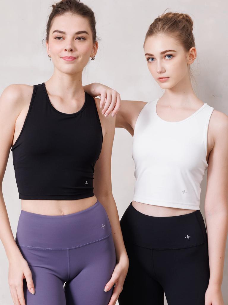 Roopa 3D Crop Tank Yoga Size Small Top, Wear, Moisture-Wicking, Quick-Drying, Stretch, Sleeveless, Women's, White,