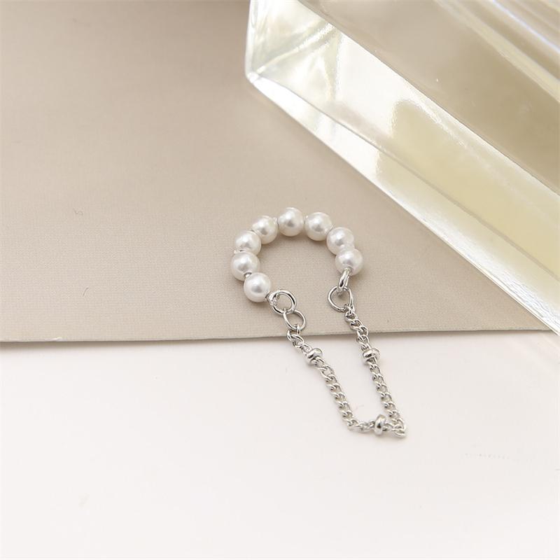 

Non Pierced Women s Ear Cuff New Pearl Clip Earrings Copper Color Chain Ear Clips Double-layers Elegant Fake Cartilage Earrings