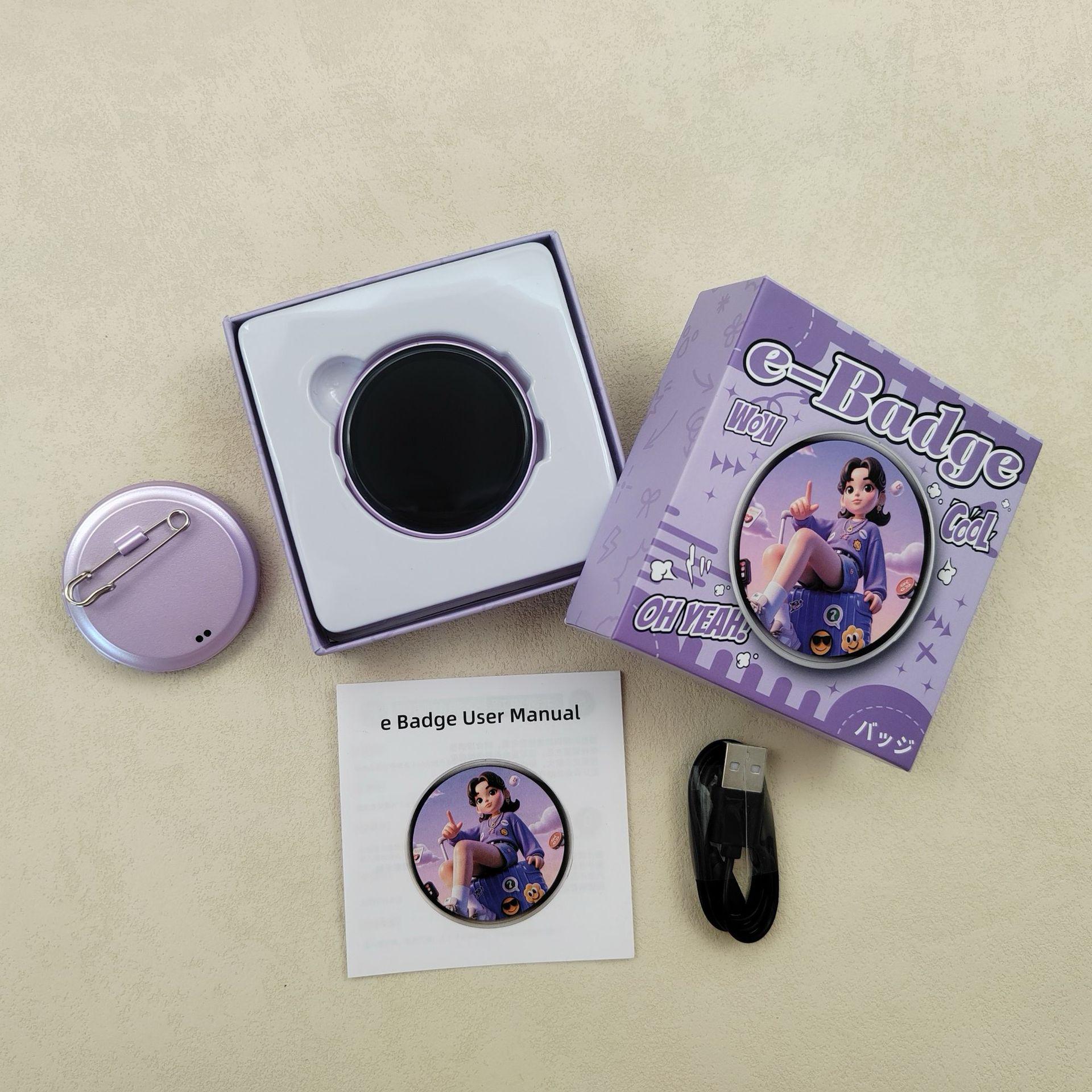 Anime NFC Dynamic Badge: Touchscreen AI Collectible with Magnetic Attraction Pendant. 1.7 inches 360*360 фиолетовый