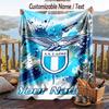 Flannel Blanket Lazio FC Print Custom Name Text Soft Throw for Sofa Bed