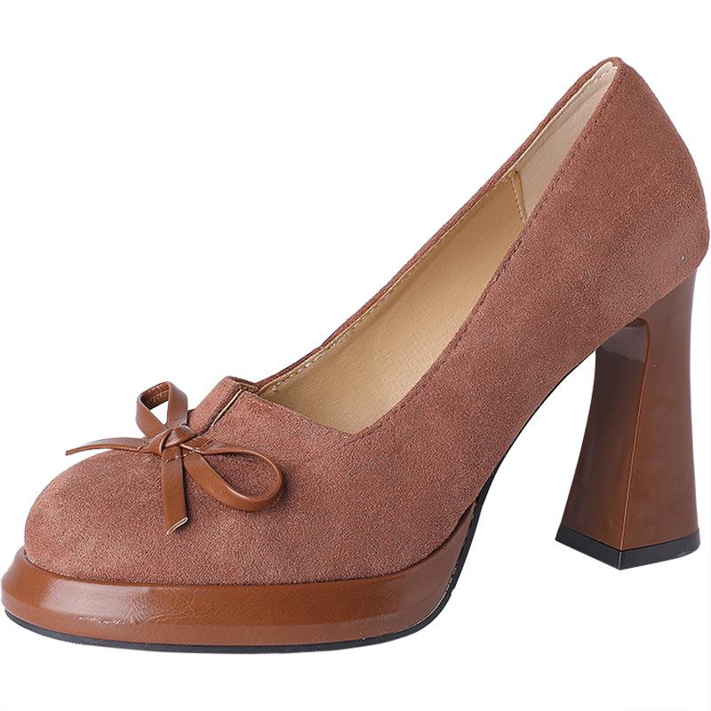 Retro Thick-heeled High-heeled Shoes for Women 2025 Spring Temperament Socialite Style Is Not Tired of Feet, High-end Single Shoes Mary Jane