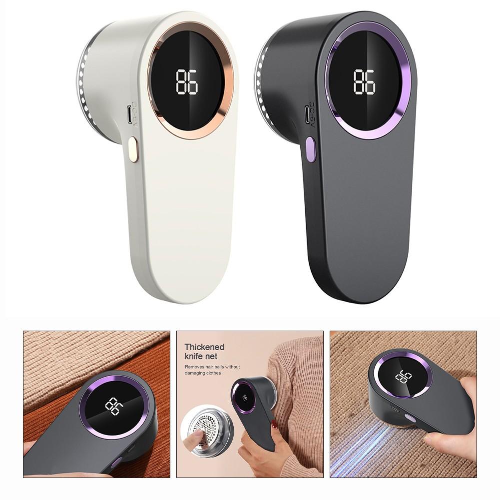 Easy to Use Fabric Shaver Rechargeable Lint Remover with Digital Display Gray
