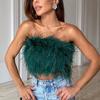 Party Crop Top Sexy Fluffy Skin-touch Sleeveless Off Shoulder Lady Camisole Night Party Clothes