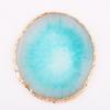 Gold-Edged Agate Stone Nail Art Palette - Round Marble Resin Display Board