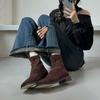 New spot Korean retro round head women's boots suede versatile thick heel heightened thin short boots women's shoes new autumn and winter