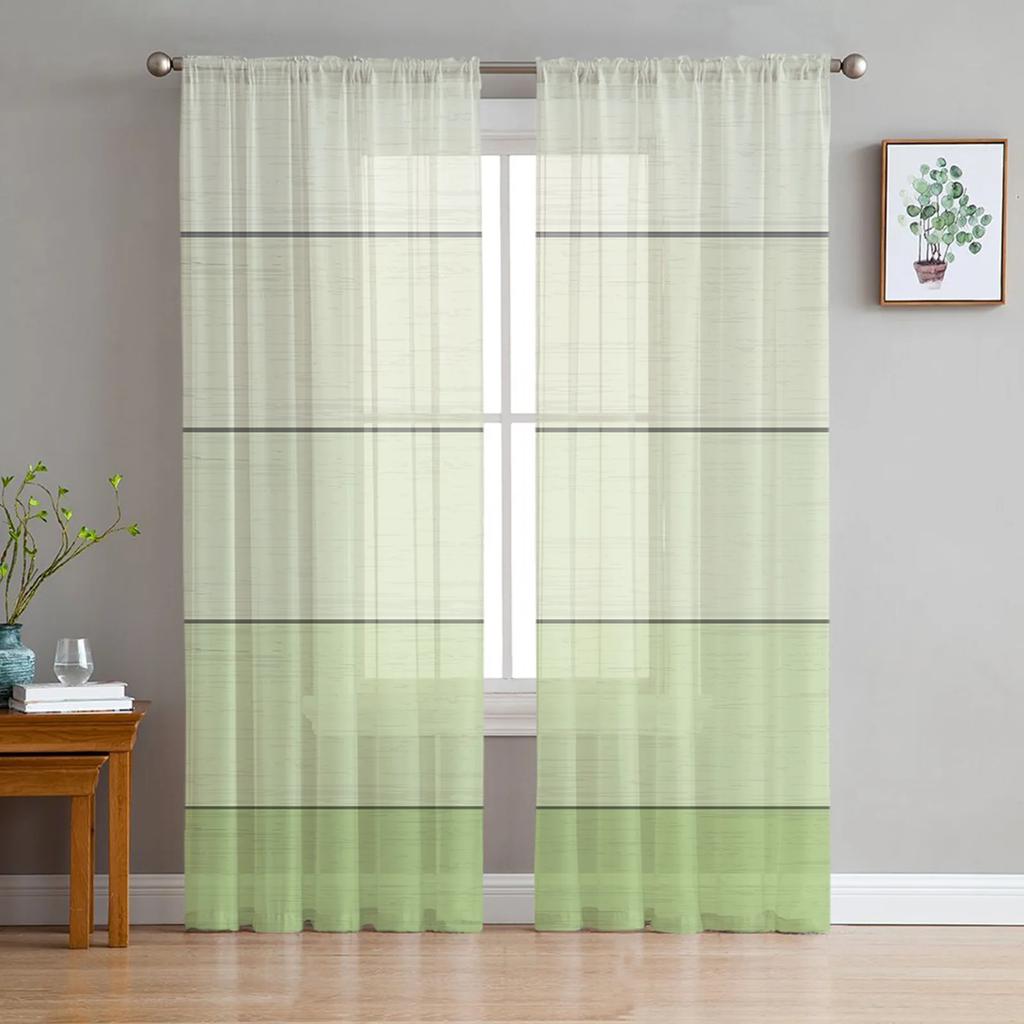 Wood Grain Grey Gradient Sheer Drapes for Bedroom Living Room Ornamentation Window Curtain for Kitchen Netting Voile Silk-like Fabric Drapes