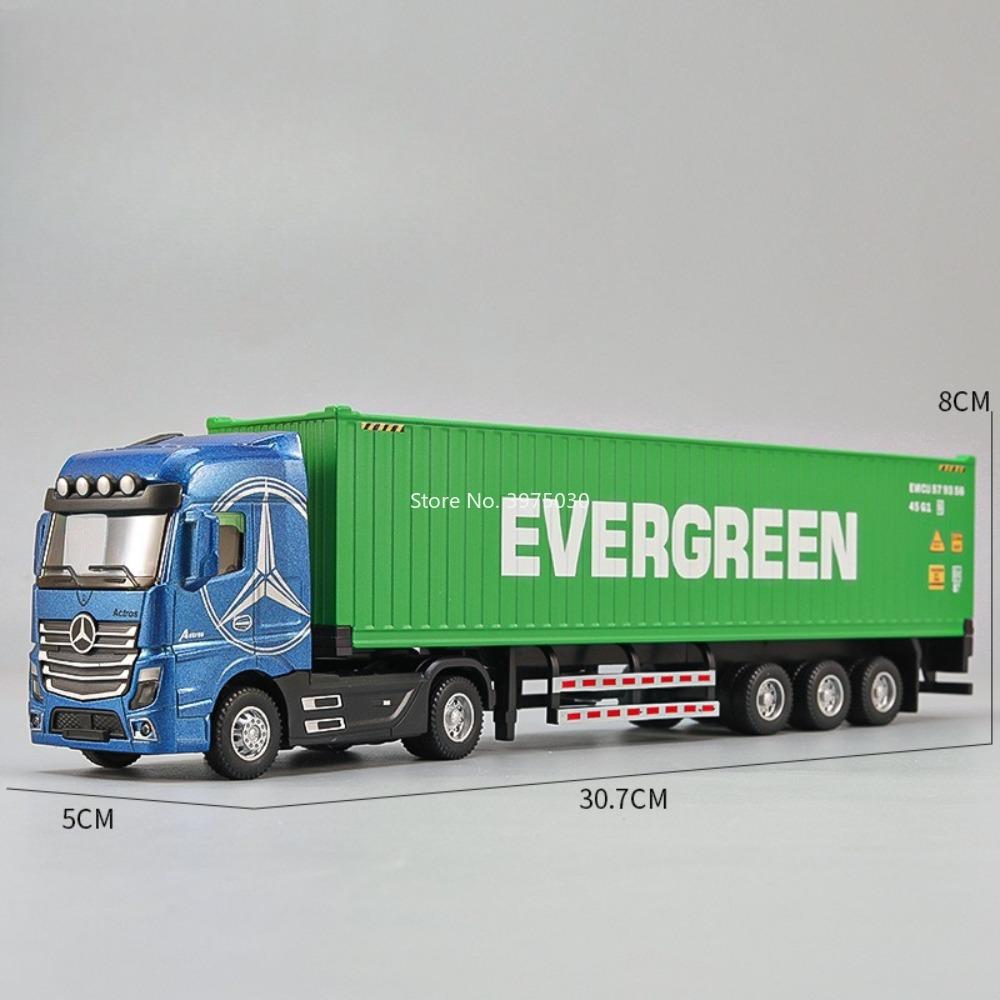 1:50 Alloy Heavy Trucks Toys Models Cars Container Vehicles Light Music Miniature Transport Car Rubber Tires Kids Gifts