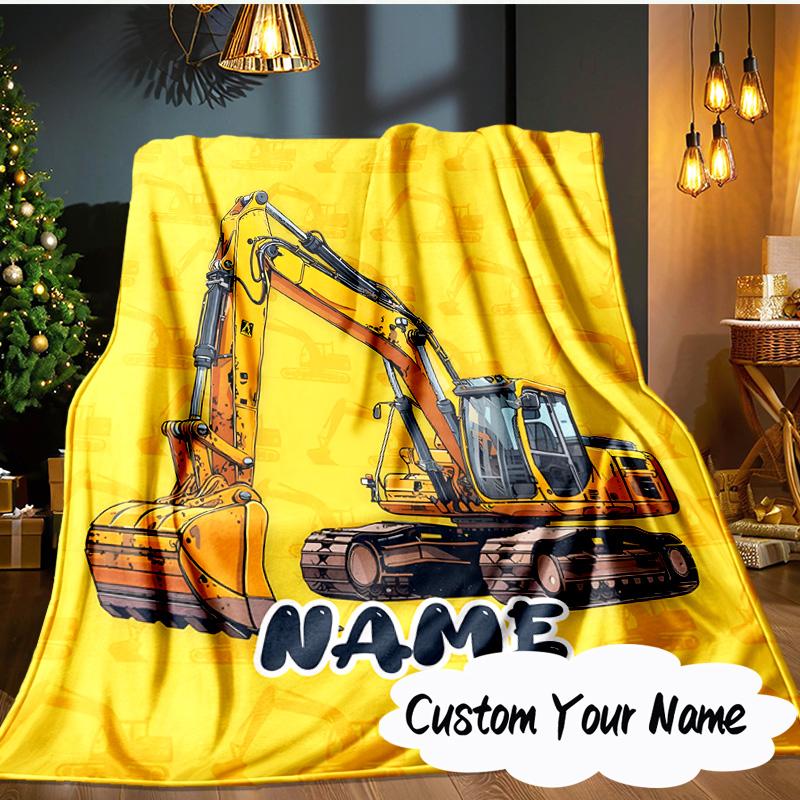Custom Name Cartoon off-road vehicle truck Blanket Ideal Bedding Blanket Perfect for Travel, Camping, Living Rooms,Offices, Sofas, Fan Christmas gift