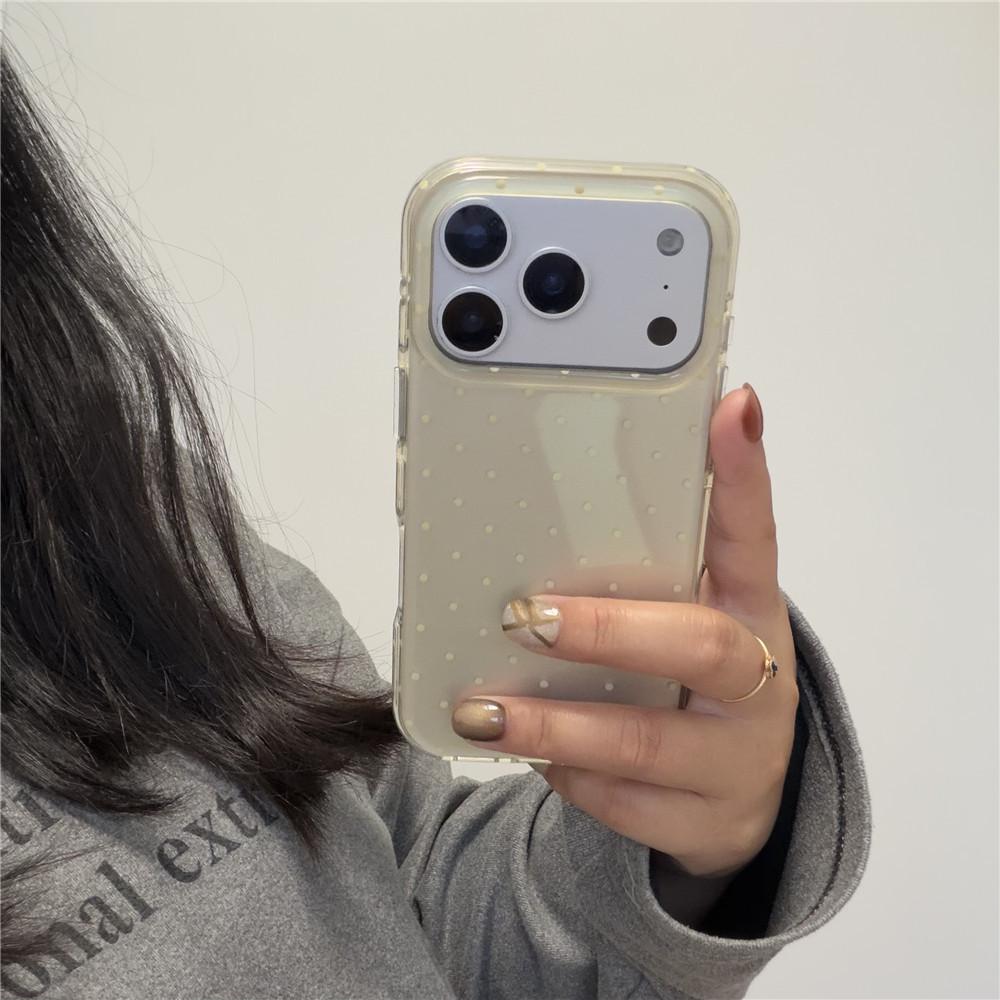 

Fresh Light Yellow Polka Dot Double Layer Case for iPhone 17 Pro Max & 16, Women s Style 15 Pro Max