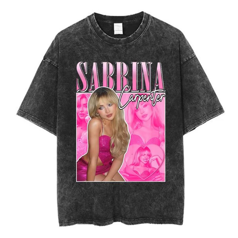Sabrina Carpenter Short N' Sweet Tour Vintage Washed T-Shirts Fan-Geschenk Männer Frauen Kleidung Mode Ästhetische T-Shirts