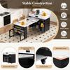 Kitchen island with wheels, extendable dining table with power strips and fluted glass, sideboard with one drawer (black)