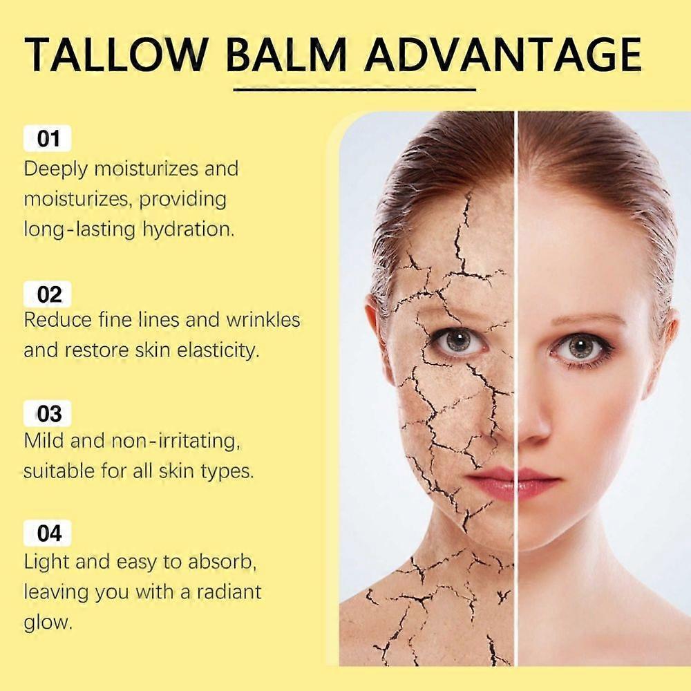 Grass Fed Beef Tallow Face & Body Moisturizer Cream, Natural Whipped Balm