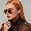 Metal oval sunglasses women's sunscreen advanced Hong Kong style concave sunglasses old money style sunglasses