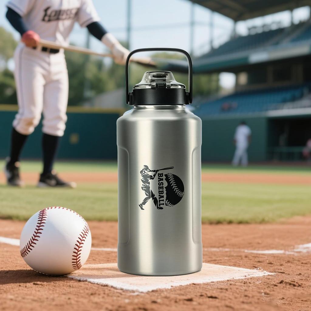 SANTECO 1900ml Vacuum Insulated Water Large Keeps Drinks Hot or Includes Compatible with Direct Drinking Sports Stylish Stainless Steel ERIE 3D Print