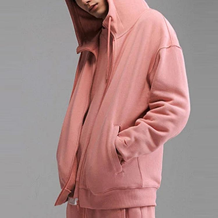 Li Ning Sports Trend Series Solid Color Loose Fit Zip Up Hoodie Unisex Hoodies Pink AWDR867-3