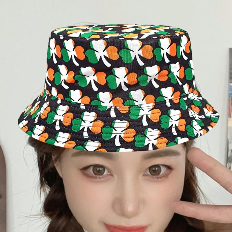Fisherman Hat Bucket Hat for Girls Shamrock Reversible Casual Hat for Sports Gym Mountain Camping Hat Outdoor Sunshade
