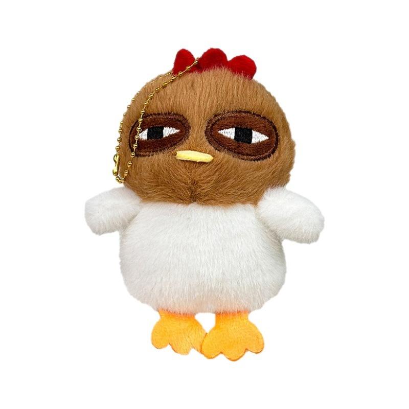 Ugly Hen Plush Toy Doll Kawaii Chicken Pendant Fur Keychain Stuffed Plushie Key Ring Birthday Christmas Gifts Car Decoration
