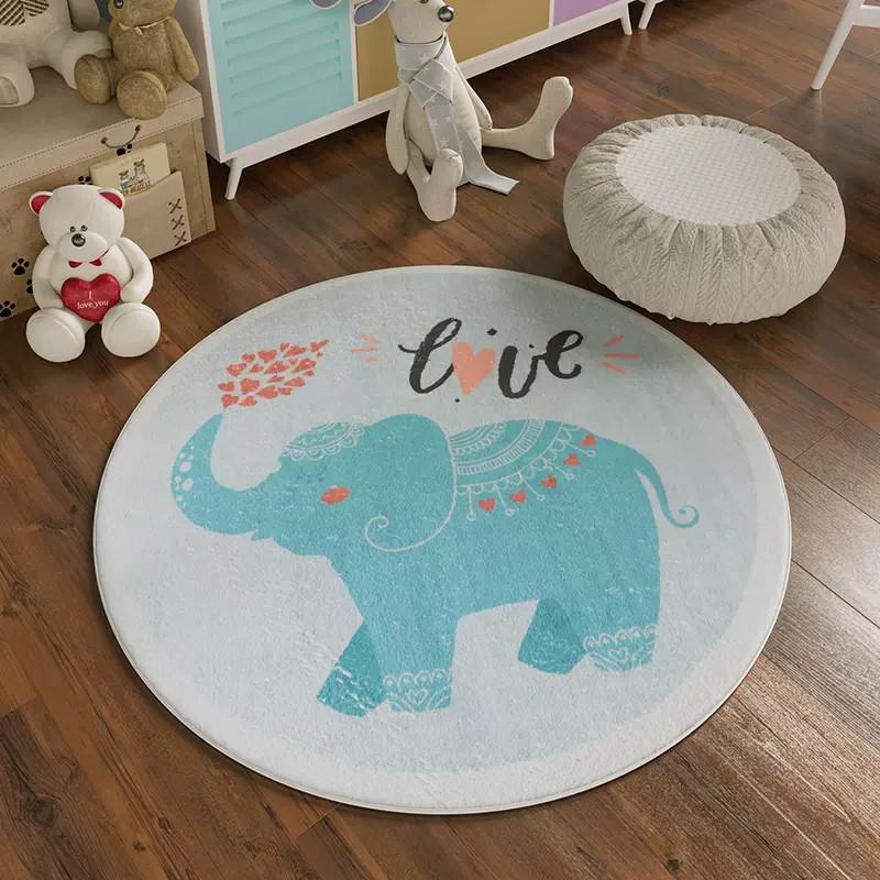 Round Cartoon Plush Carpets Cute Children's Room Decoration Rug Large Area Living Room Rugs Bedroom Bedside Carpet Washable Mats