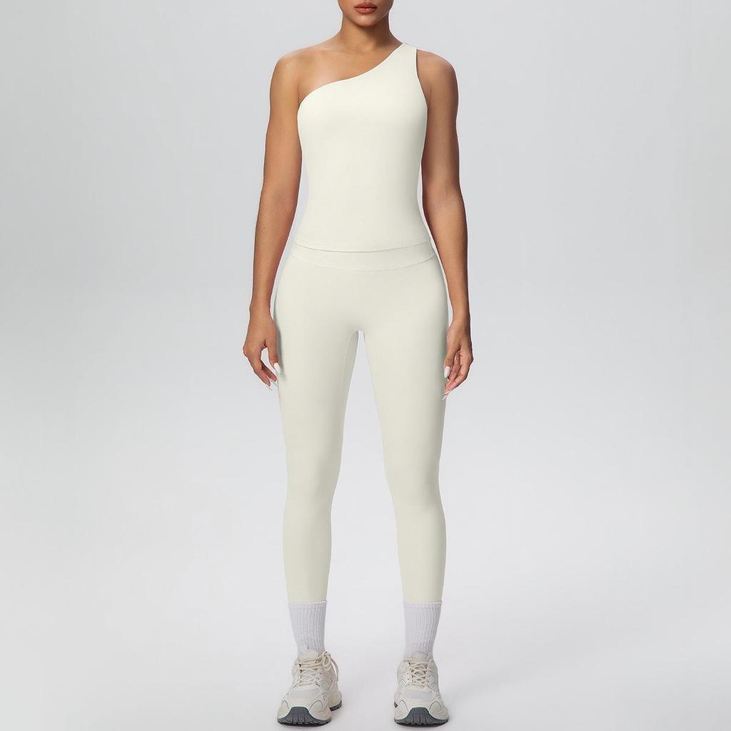 One-Shoulder Backless Sports Bra & High-Waisted Butt-Lifting Yoga Pants Set