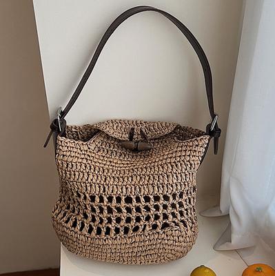 Straw Bag Women's 2025 New Summer Large-capacity Shoulder Bag Vacation Style Niche Bag Fashion Woven Messenger Bag