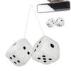 Fluffy Plush Dice for Car Mirror - Retro Square Mirror - Pair of Hanging