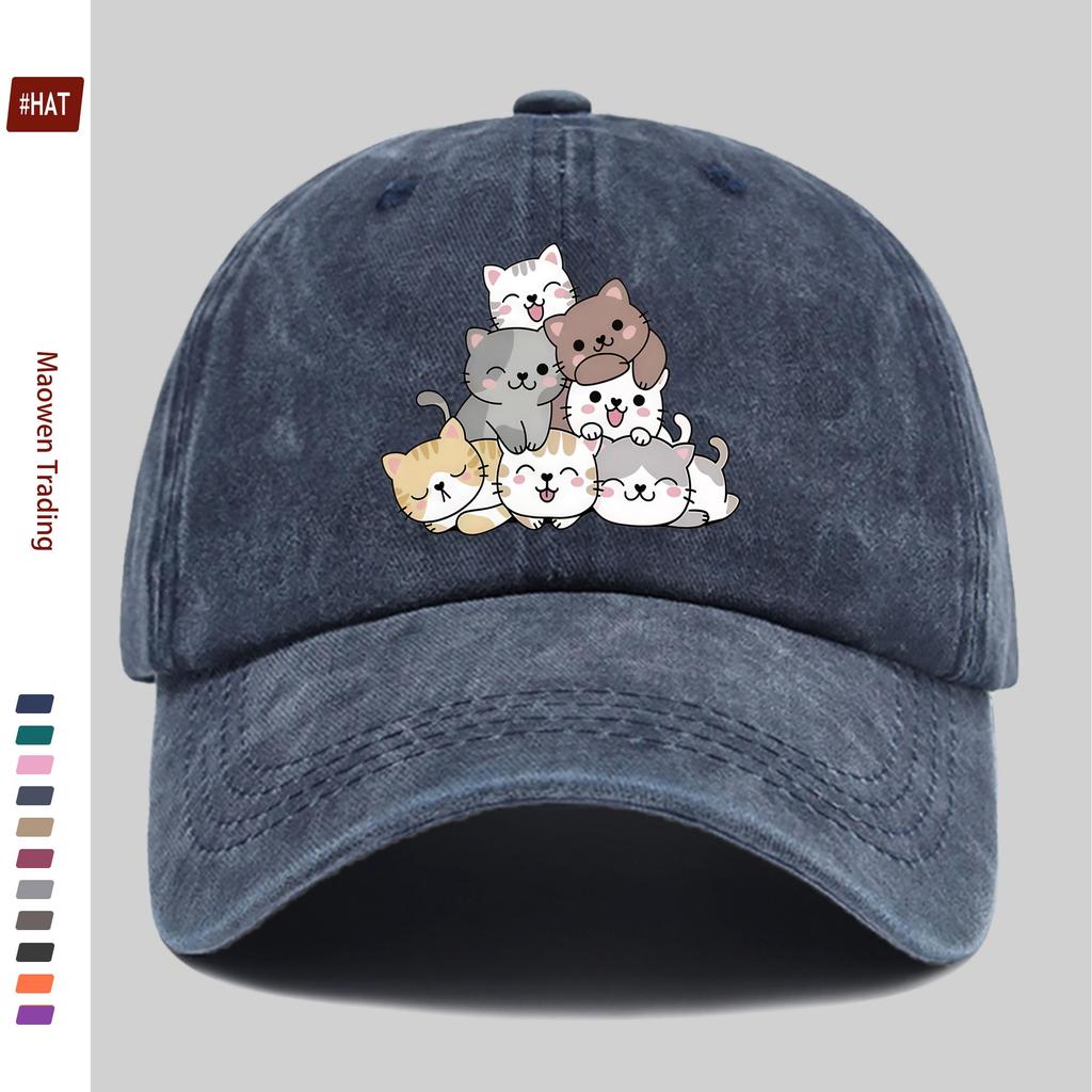 Pc Unisex Cute Cat Print Baseball Cap with Multiple Pet Cat Print Designs Sun Hat Hunting Decorative Hat Adjustable Buckle S