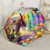Cat In The Garden Compact Travel Automatic Umbrella Compact & Durable 8-Rib Design Compact Design for Women/Men Compact Folding Umbrella