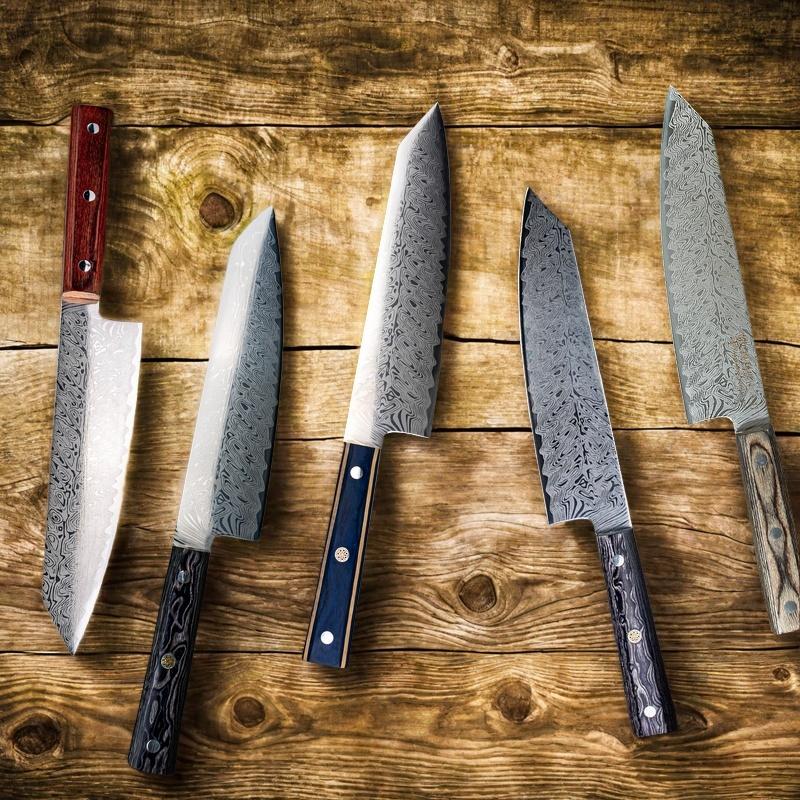 Damastmuster Kochmesser Küchenmesser Muster Scharf Japanisches Santoku Messer Hackmesser Tranchiermesser Massivholzgriff Cuchillos