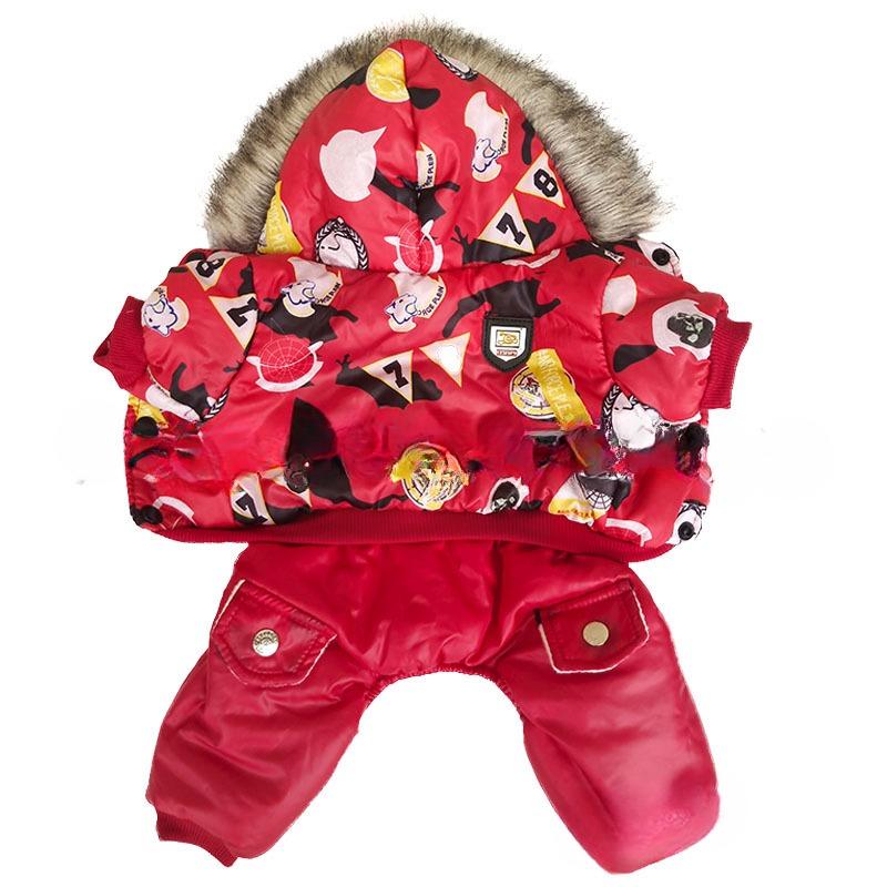 Duntäcke Vinterjacka för Valpar, Fyrbent med Huva Varm och Förtjockad Ny Husdjurskläder