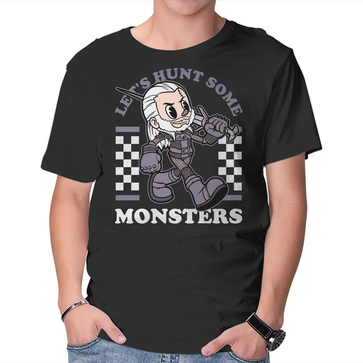 Unisex Crew Neck T-Shirt Game Mascot Wizard Hunter Graphic Short Sleeve Casual Tee S