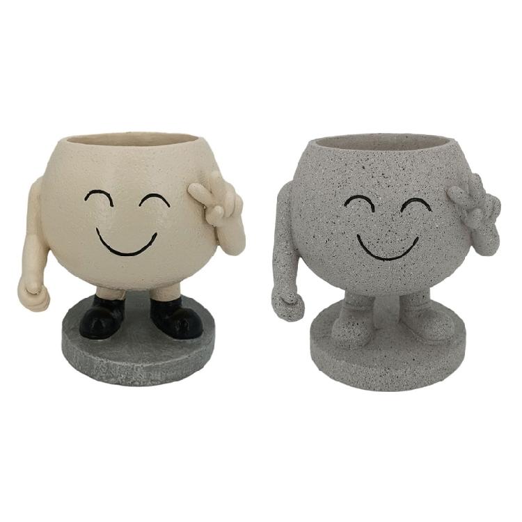 Face Planters Pots Resin Smile Face Vase Succulent Head Planter Pots Face