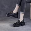 Spring 2024 new women's shoes versatile work small leather shoes thick soles increase height British style one pedal single shoes