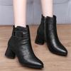 Pantofi din piele pentru femei, noi de toamnă și iarnă, cu toc mediu, botine scurte mici, pantofi de damă versatili cu toc înalt, cizme Martin cu vârf ascuțit